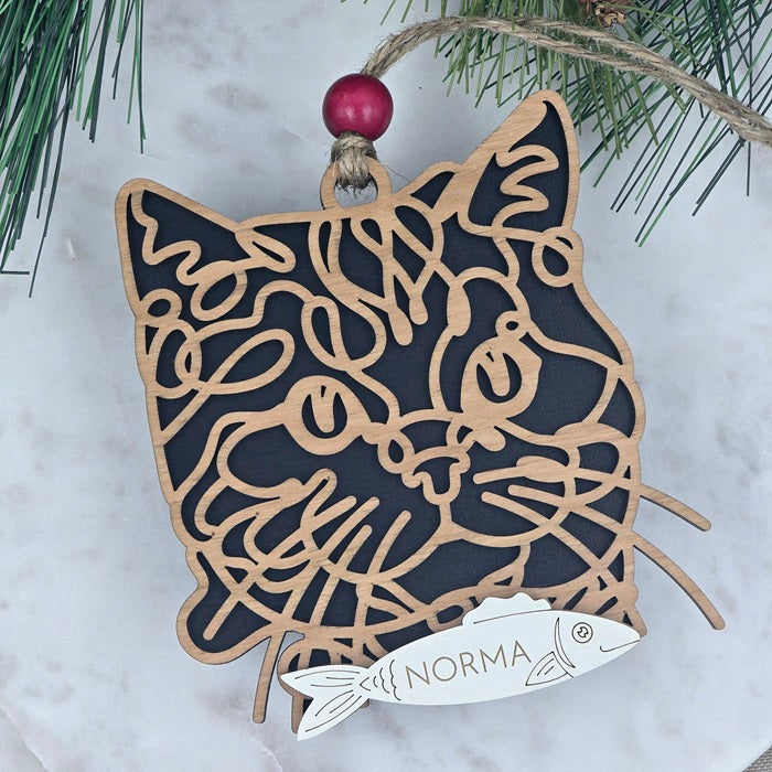 Line Art Cat Ornament