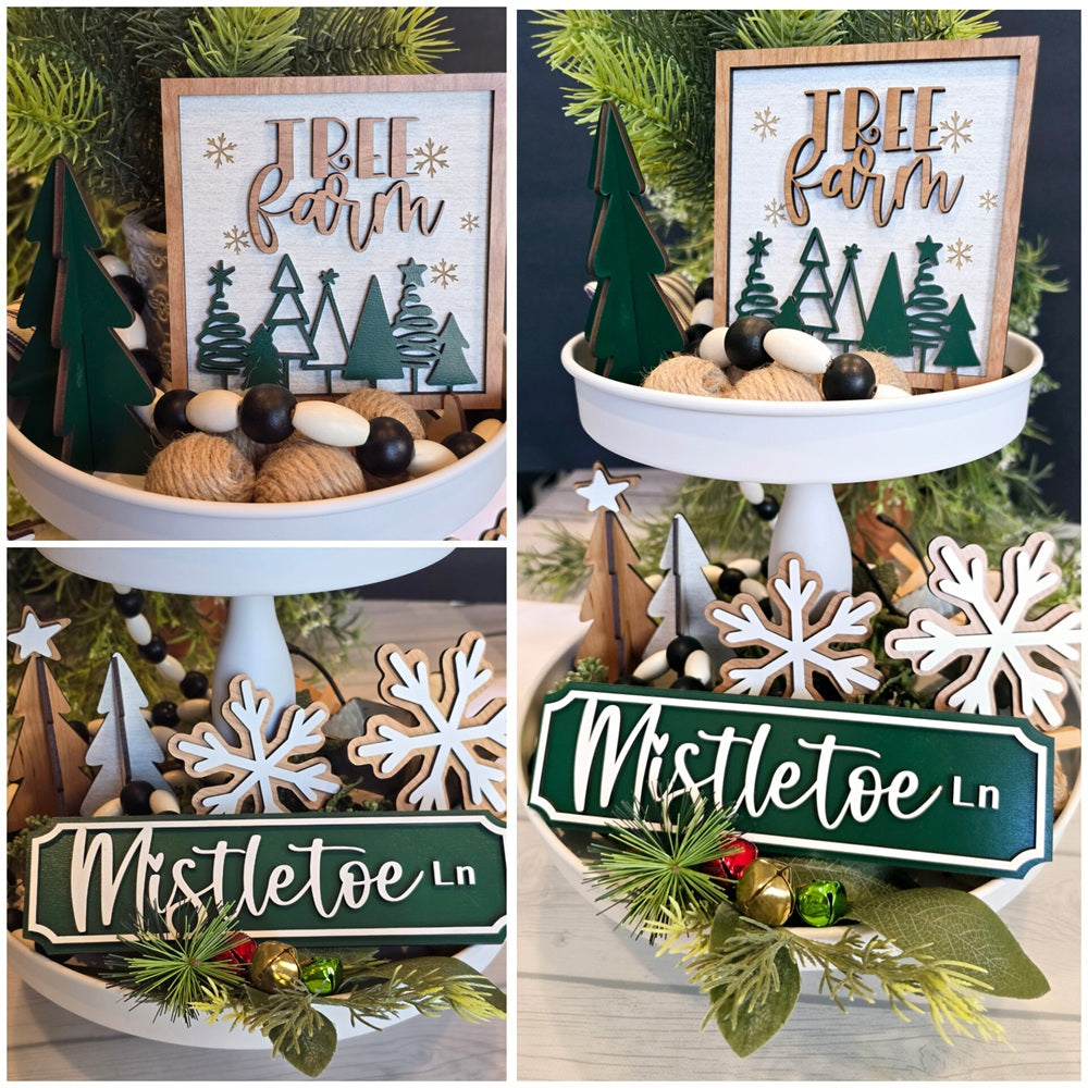 Mistletoe Tiered Tray Decor