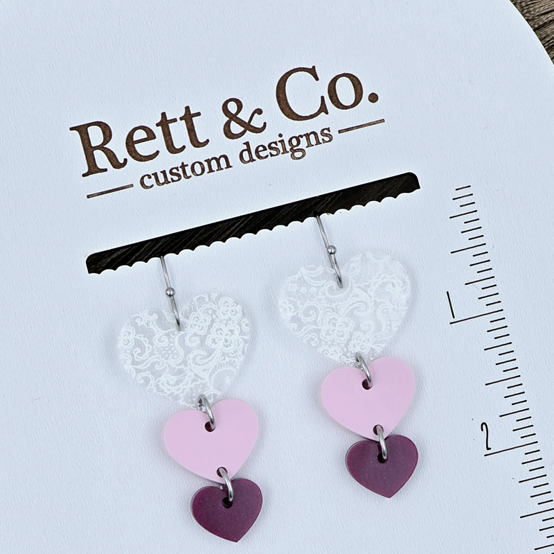 Lace Triple Heart Dangles