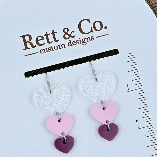 Lace Triple Heart Dangles