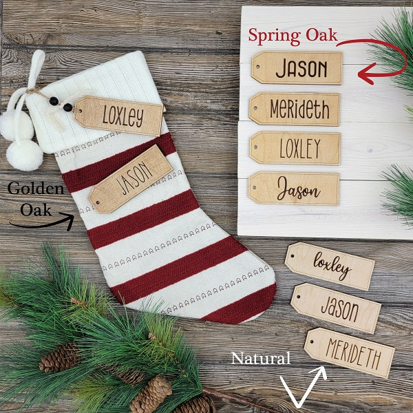 Rustic Christmas Stocking Name Tags